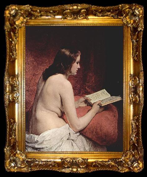 framed  Francesco Hayez Odaliske mit Buch, ta009-2